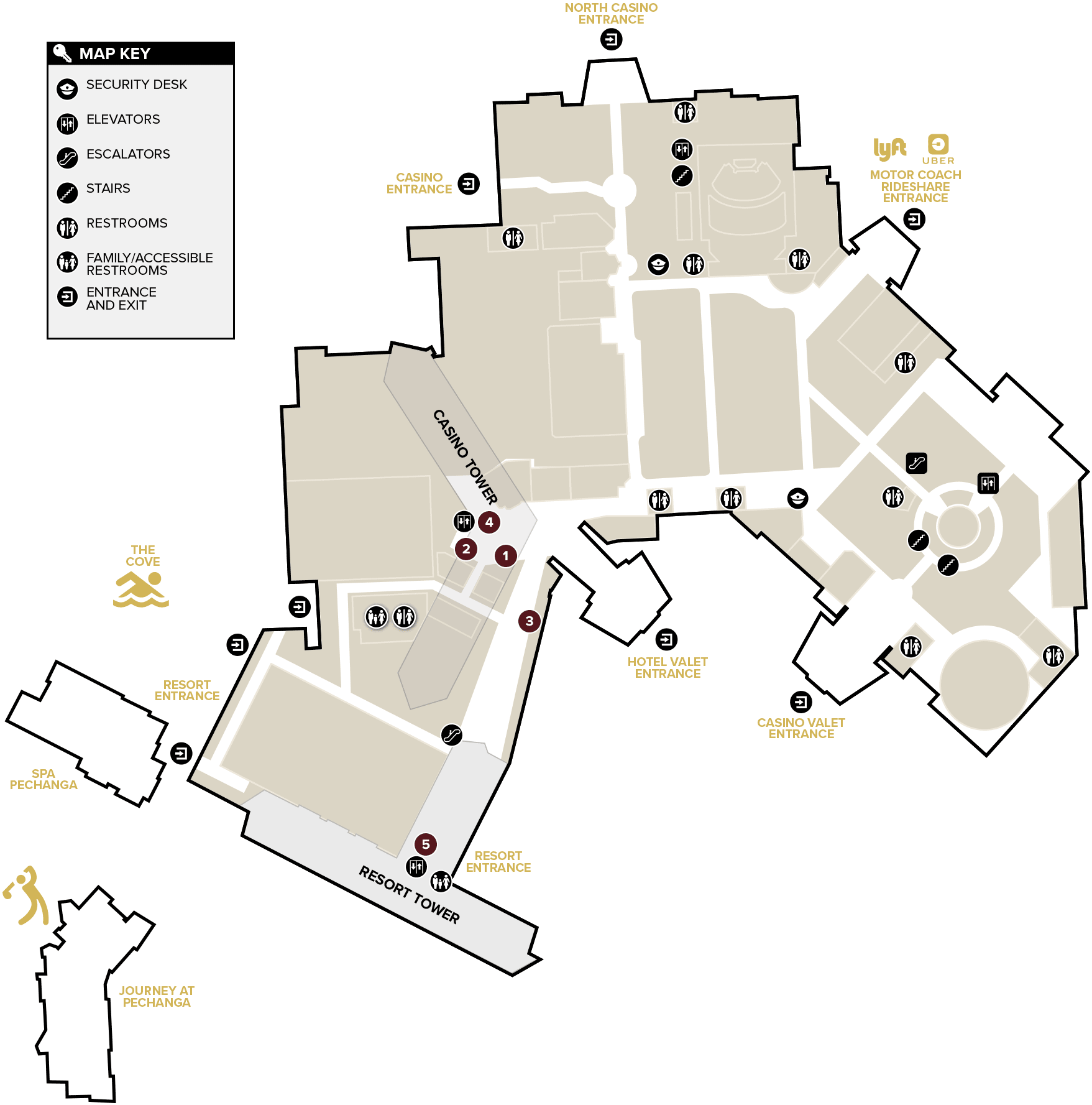 Pechanga Resort map showing hotel towers and rooms